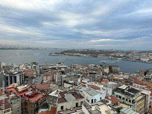Old Istanbul and Bosphorus view from Galata Tower. Old town Istanbul view from Galata Tower. Istanbul panorama, Turkey © Alla