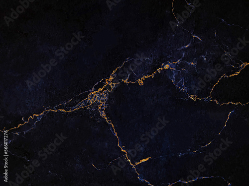 Dark blue marble luxury wall texture with gold veins pattern abstract background design for a cover book or wallpaper and banner website.