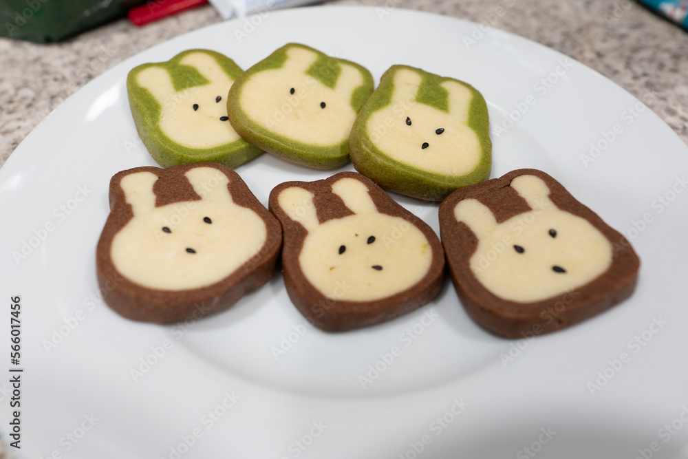 cookies in the shape of rabbit on a plate cookies in the shape of rabbit on a plate