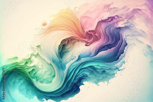 Watercolor texture waves, soft colorw wavy background, artistic illustration backdrop, generative ai