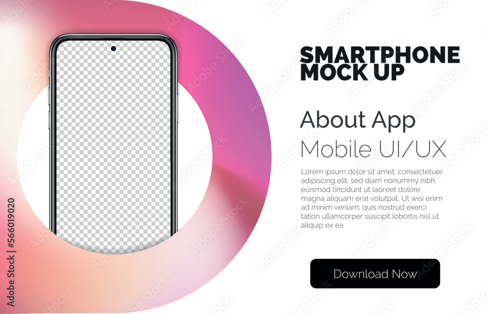 Realistic smart phone in circle mockup. Smartphone blank screen, cell phone mock up template for infographics, presentation or UI, UX design interface. Cellphone frame with transparent display Realistic smart phone in circle mockup. Smartphone blank screen, cell phone mock up template for infographics, presentation or UI, UX design interface. Cellphone frame with transparent display
