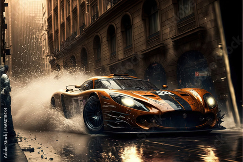 Modern streets Action Sports Car-AI Generated
