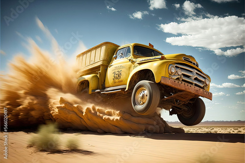 Jumping pickup truck action shot-AI Generated © Eric