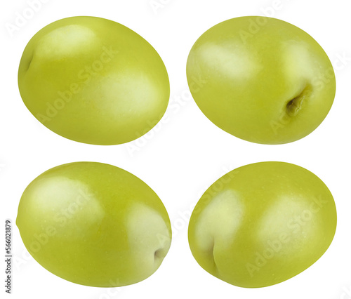 Collection of delicious green olives cut out