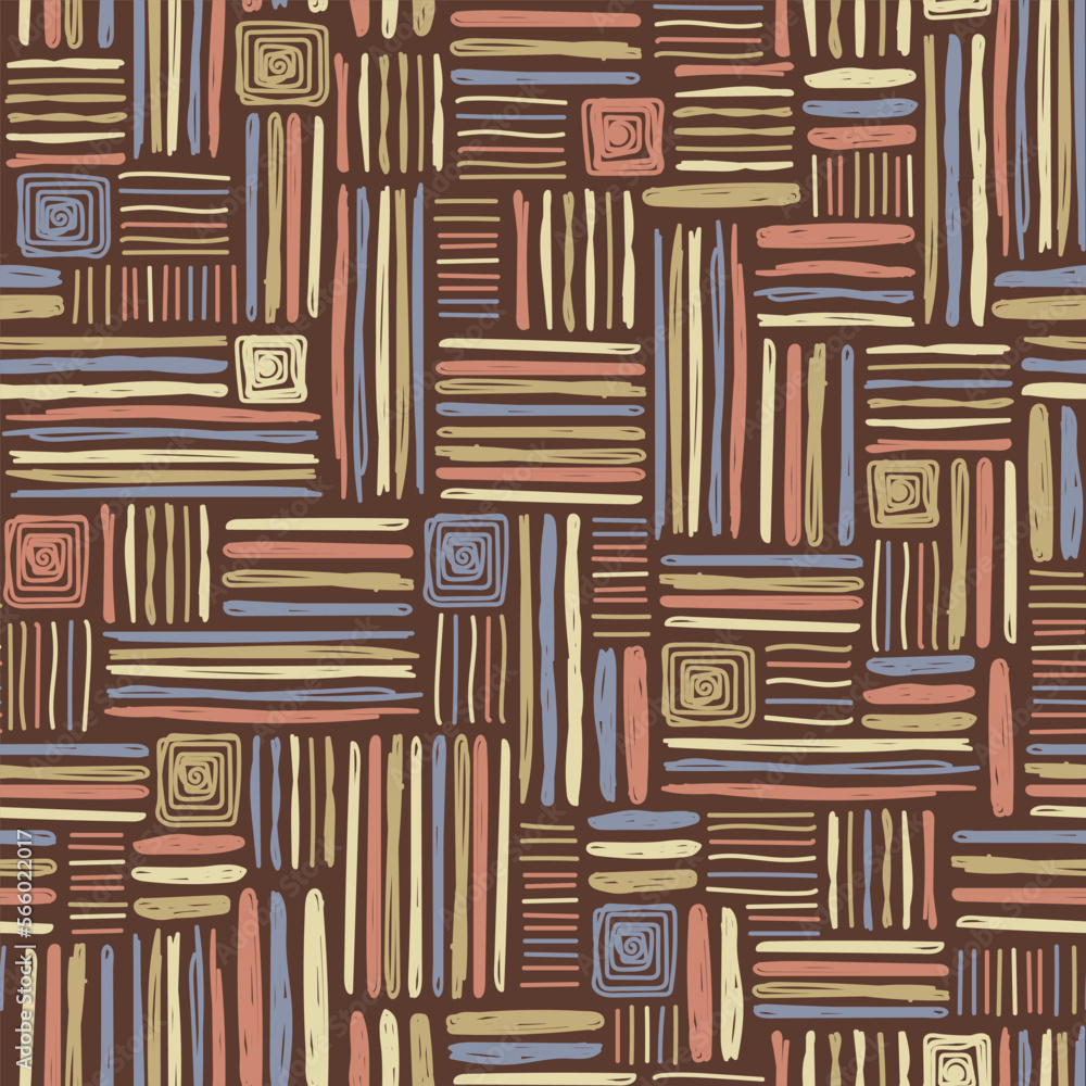 Fototapeta premium Multicolored vector seamless pattern of different hand-drawn dashes.