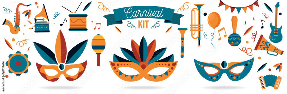 Carnival Kit - Colorful Illustrations - Masks and Music Carnival Kit - Colorful Illustrations - Masks and Music