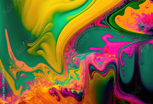 Abstract marbleized effect background. Vivid psychedelic creative colors. Beautiful paint texture.