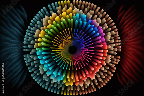 Fireworks shapes rendered in colorful detail