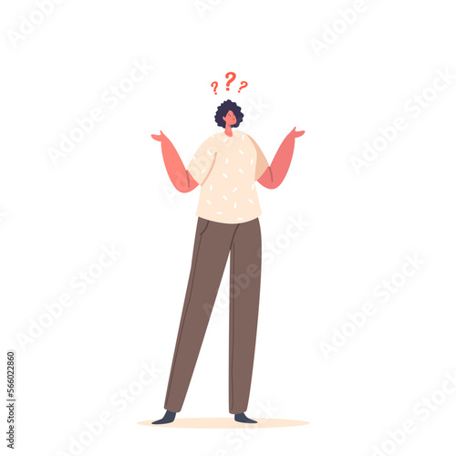 Confused Young Woman Character Thinking about Using and Replenishing Budget. Cartoon People Vector Illustration
