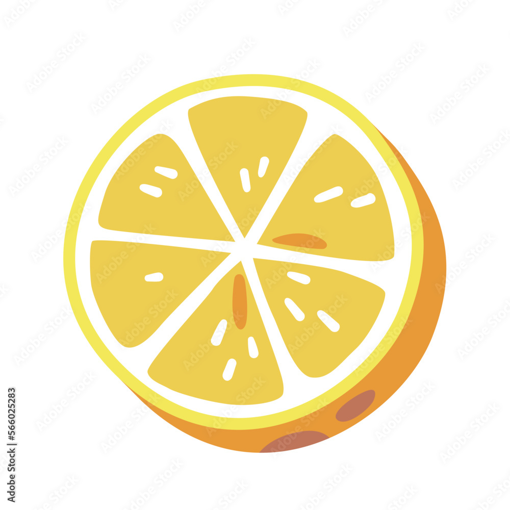 Lemon Round Slice Isolated on White. Icon Citrus Fruit Juicy Circle Piece for Nutrition. Cartoon Vector Illustration Lemon Round Slice Isolated on White. Icon Citrus Fruit Juicy Circle Piece for Nutrition. Cartoon Vector Illustration