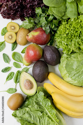 Various fruits and lettuce salad mix