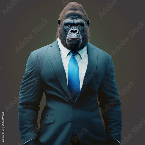 Gorilla In A Suit, Ready To Take Over. Generative AI.  © thislooksINSANE