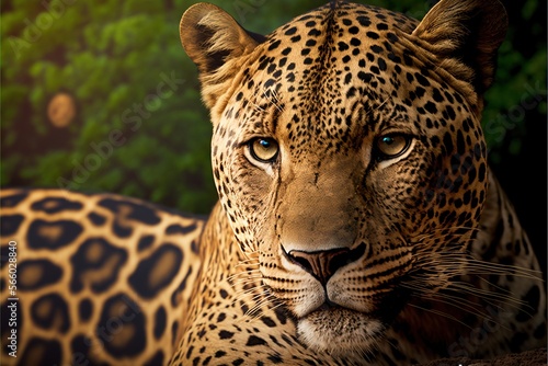 Leopard close-up resting looking in camera illustration generative ai