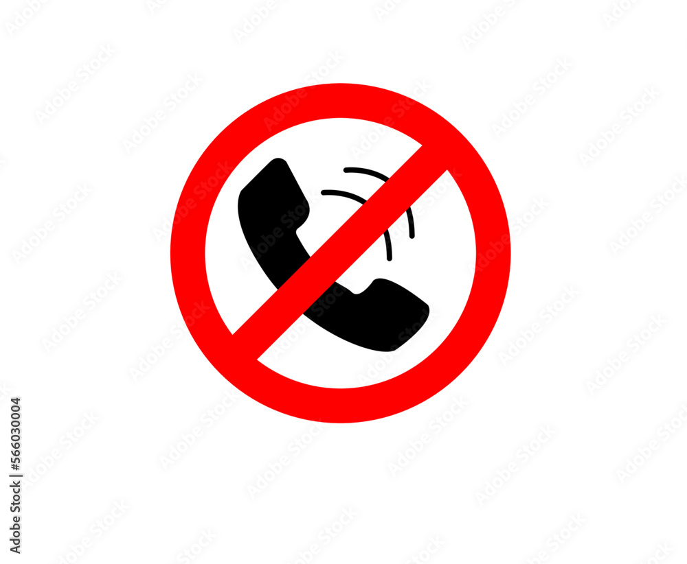 Call barring vector icon in a red prohibitory frame Call barring vector icon in a red prohibitory frame