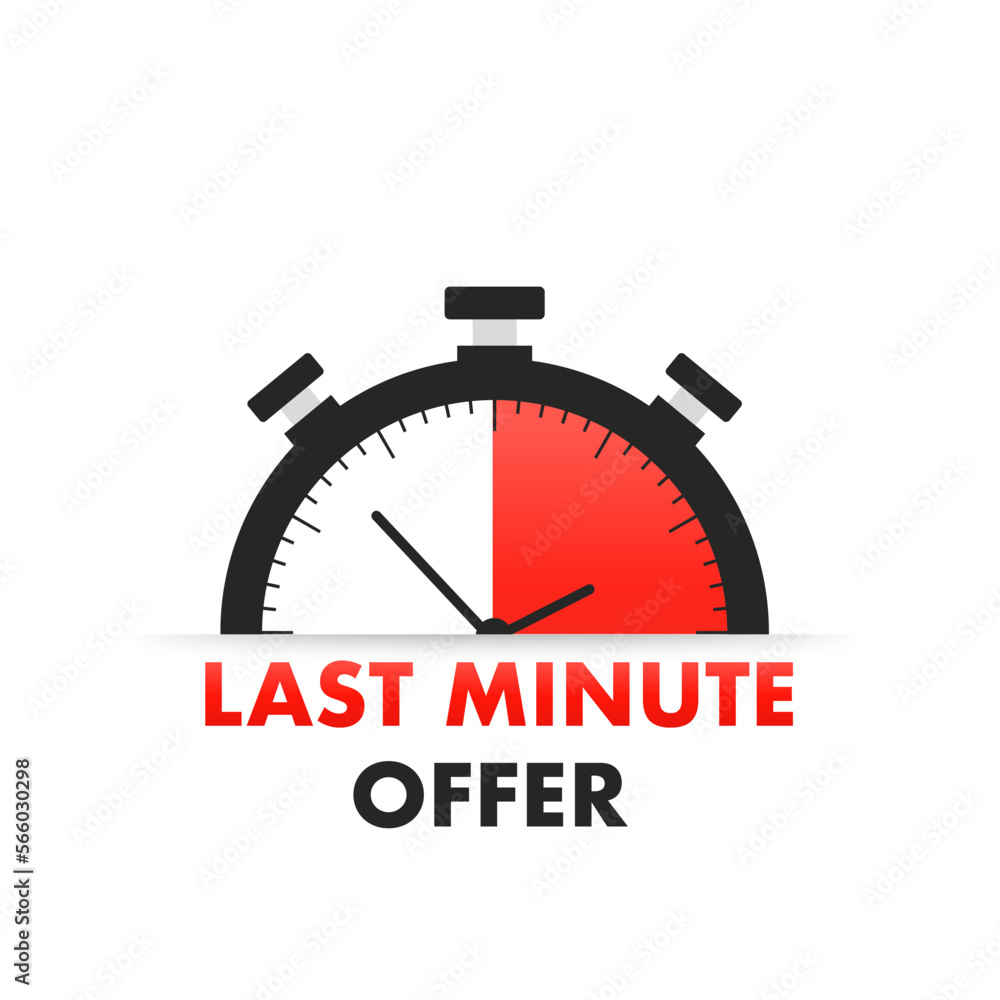 Red hot offer with promotion times banner, price. Countdown time for the sale of the offer. Alarm clock with last minute offer. Last minute offer one day sales. Last minute chance. Vector illustration Red hot offer with promotion times banner, price. Countdown time for the sale of the offer. Alarm clock with last minute offer. Last minute offer one day sales. Last minute chance. Vector illustration
