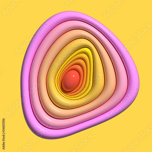 Fusion of pink inflatable shapes over a yellow background. Vector illustration