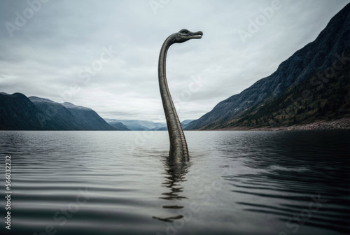 Loch Ness monster. Generative AI photo