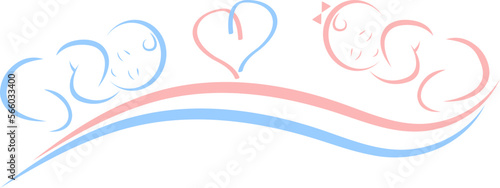 Zwei Babys und Herz, Kind, Baby, Kleinkind, Hintergrund
