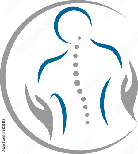 Zwei Hände und Person, Orthopädie und Massage Logo, Icon