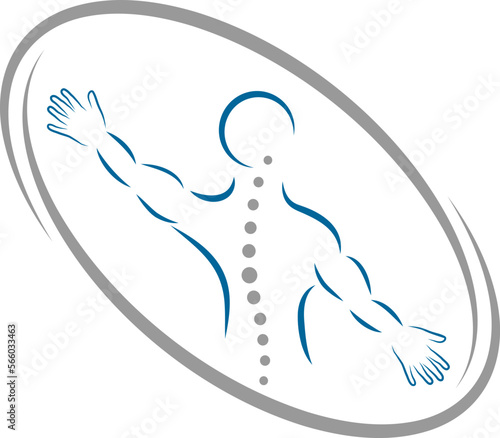 Person in Bewegung, Wirbelsäule, Orthopädie und Physiotherapie Logo, Icon