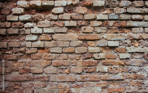 Old broken brick wall Background