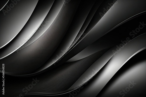 Black waves abstract background. Black and white lines. Line and wave wallpaper. Generative AI.