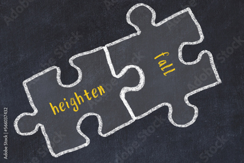 Canvas-taulu Chalk drawing of two puzzles with words heighten and fall