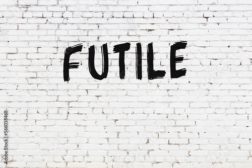 фотографія White wall with black paint inscription futile on it