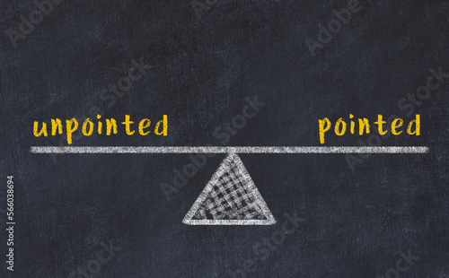 Tableau sur toile Balance between unpointed and pointed. Chalkboard drawing.