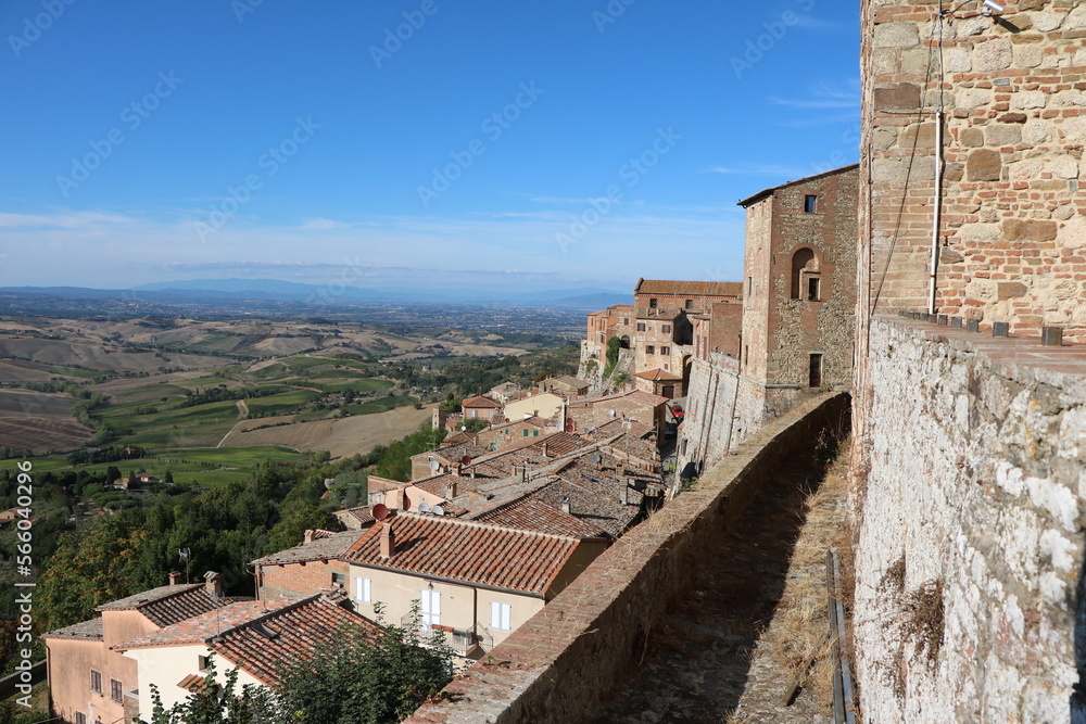 View from Montepulciano to the valley in summer, Tuscany Italy