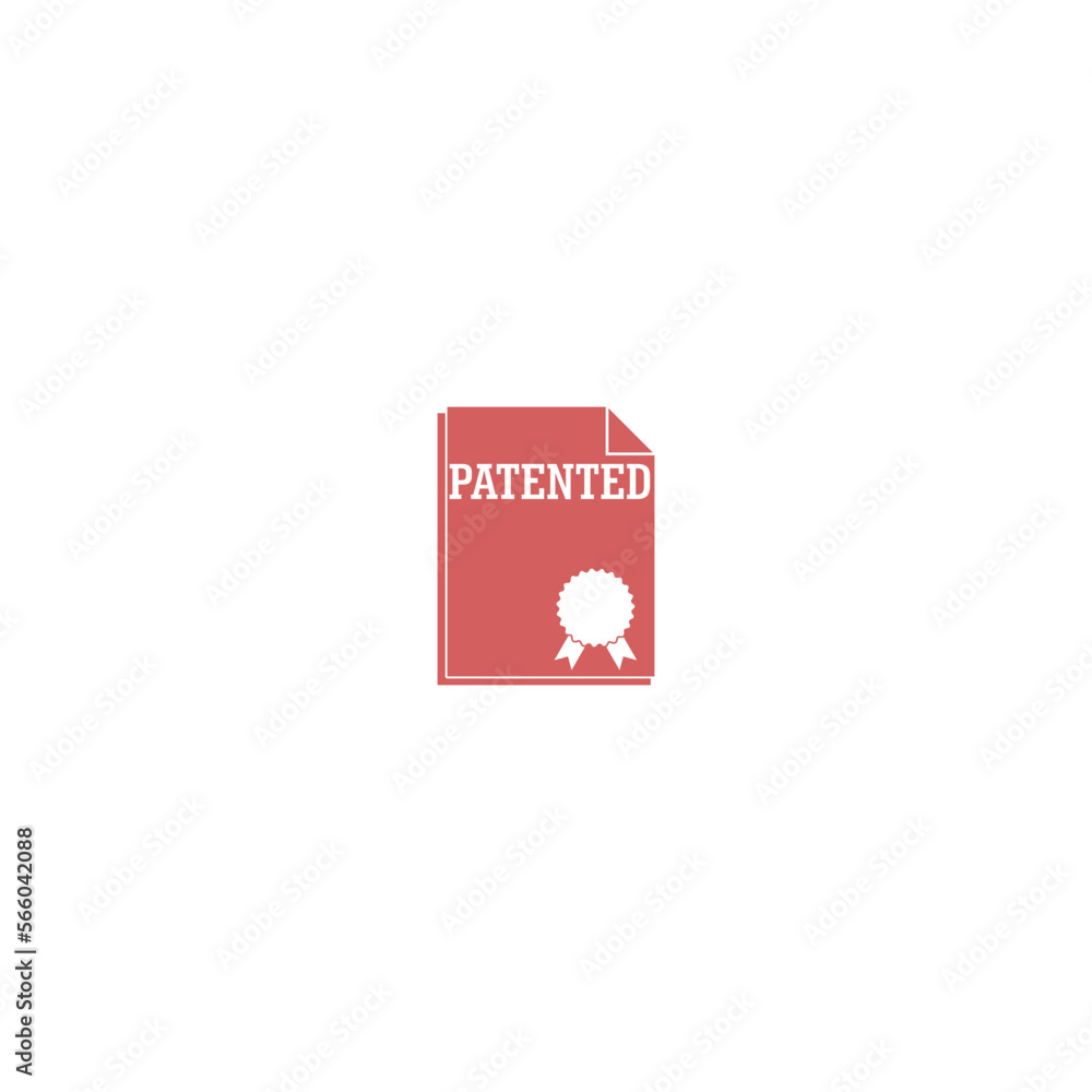 Naklejka premium Patented document with approved stamp icon isolated on white background
