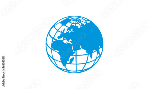 Simple blue globe outline design