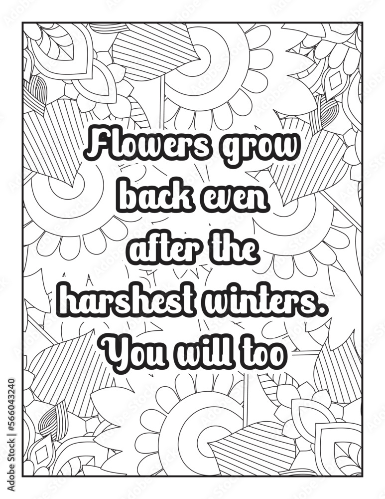 Inspirational words coloring book pages design. motivational quotes