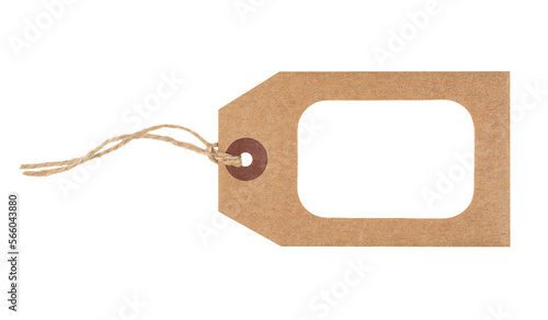 Brown paper tag with blank space for text isolated on transparent background