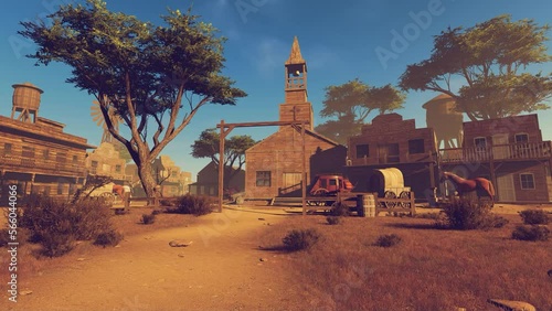 Wooden church in the wild west town