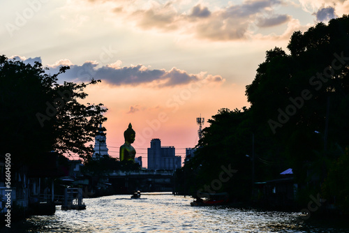 landscape of big buddha in the city large Buddha statue  in Bangkok (Wat Pak Nam Phasi Charoen) Thailand photo