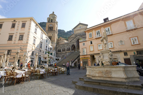Amalfi main square with Cathedral on summer, Amalfi Coast, Italy