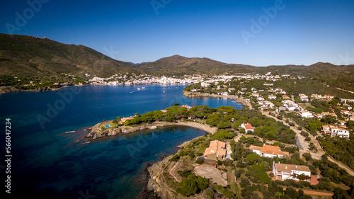 Aerial view of the fishing village of Cadaques, on the Costa Brava © David