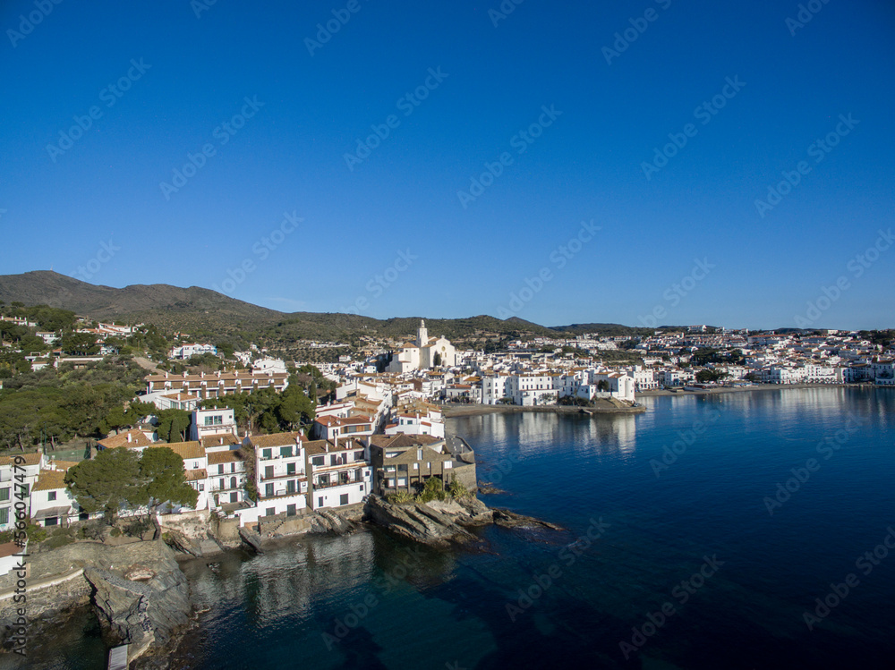 Aerial view of the fishing village of Cadaques, on the Costa Brava