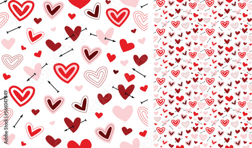 Abstract Valentine's day wallpaper with hearts. Love doodles hearts holiday texture.Square background, repeatable pattern. St Valentine's day wallpaper, valentine present, Doodle style, elements.