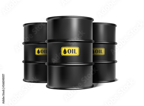 3d rralistic vector icon of black oil barrels.