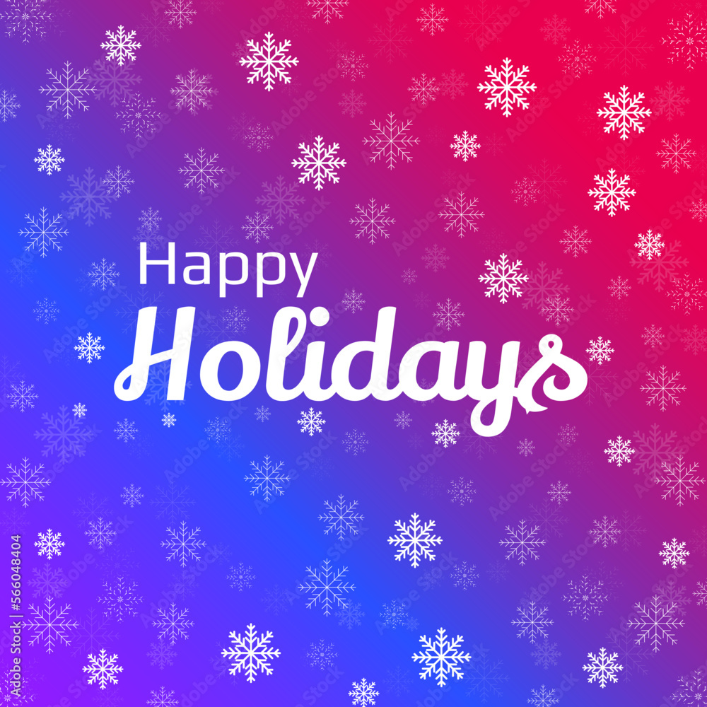 Happy holidays text with snowflakes. Vector illustrator