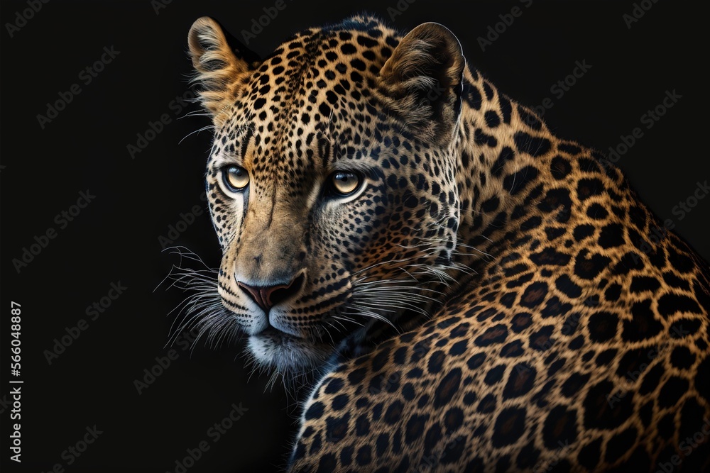 Fototapeta premium Leopard close-up illustration generative ai