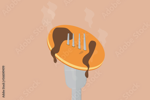 pancake with fork and chocolate vector graphic illustration