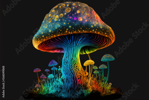Psychedelic mushroom in the night created with AI