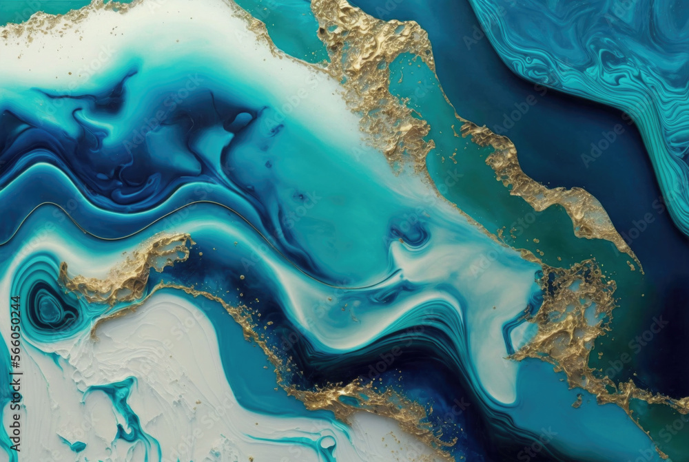 Acrylic fluid texture background blue art . Generative AI Acrylic fluid texture background blue art . Generative AI