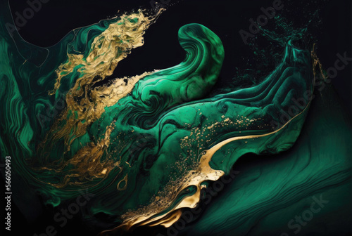 Acrylic fluid texture background green art . Generative AI