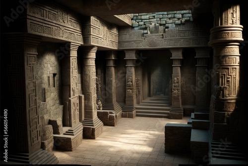 Inside of an Inca temple created with generative ai photo