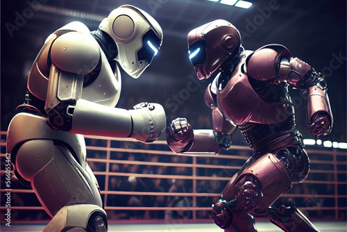 Robots fighting - battling bots inside the fighting ring to bring a mesh of mma, boxing, and wrestling to the fans © Brian