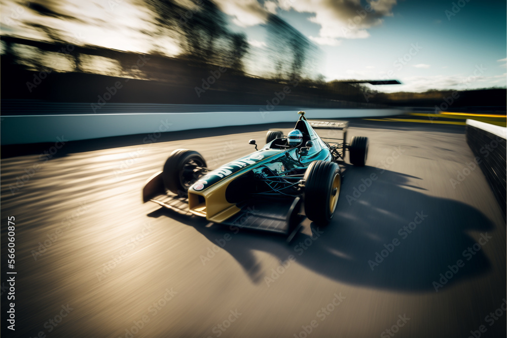Futuristic generic concept sport Formula one car speeding on the road, generative ai,.
